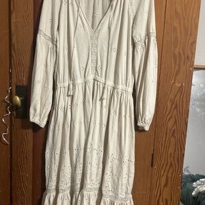 Ralph Lauren Cream Eyelet Long Sleeve Dress
